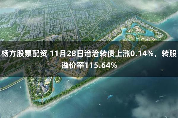 杨方股票配资 11月28日洽洽转债上涨0.14%，转股溢价率115.64%